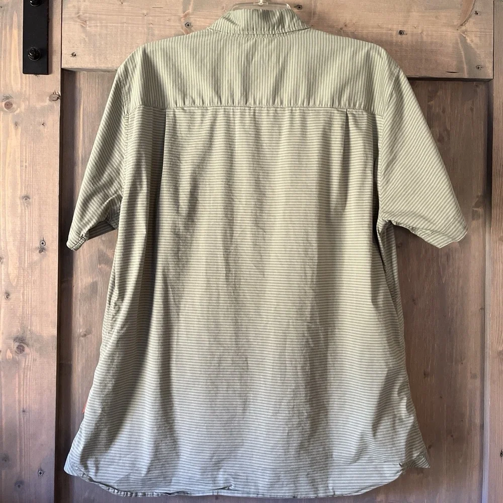 Grundens Men's Platform SS Shirt Tea Lichen Green Men's size Large Striped - Picture 9 of 10
